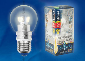Лампа с/д Uniel Crystal шар 5W Е27 прозрачный (алюминий) тёплый белый