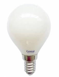 Лампа светодиодная General шар P45 E14 7W (540lm) 2700K 45*78 филамент матовая 649965