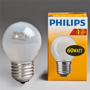 Лампа накал. Philips P45 E27 60W шар матовый 3568
