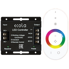Контроллер Ecola 12V 288W 24A RGB с радиопультом управления белый 565497