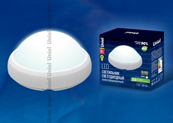 Светильник LED Uniel круг  8Вт 220В 560Лм 4500К IP65 пластик белый 11134