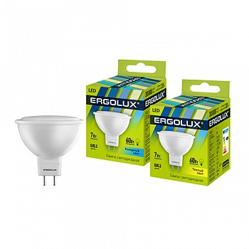 Лампа светодиод. Ergolux LED JCDR 220V 7W GU5.3 3000К (MR16)