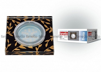 Светильник встр. Fametto Peonia DLS-P205 GU5,3 хром/стекло золото на чёрном квадратный 10129